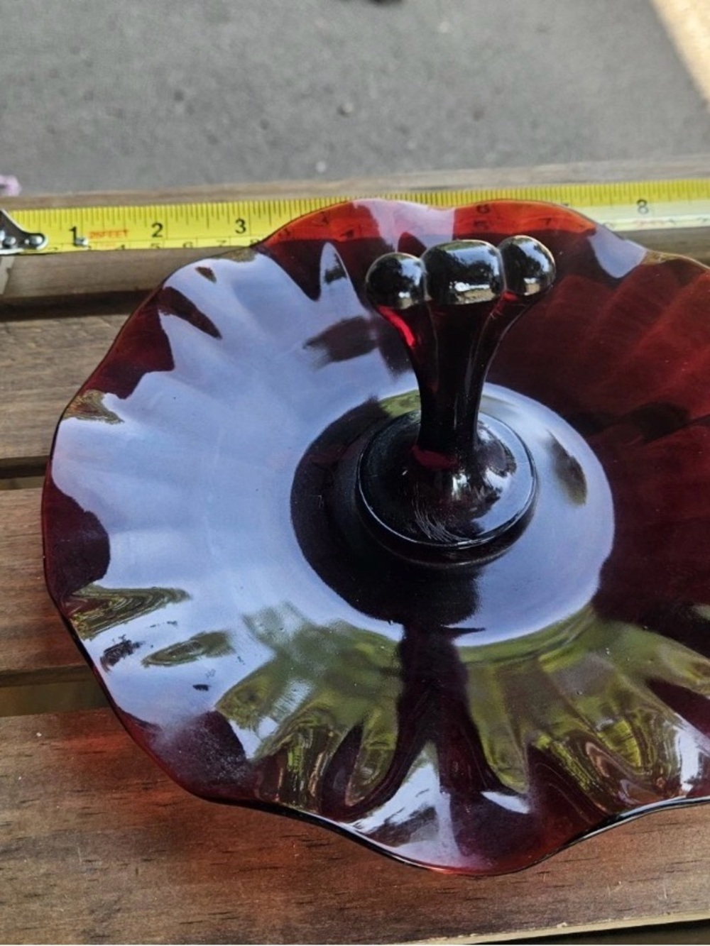 Anchor Hocking Ruby Red Glass Two-Tier Decorative Server